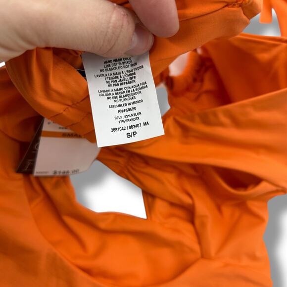 NEW Soluna Orange Swimsuit Size Small One Piece Cut OUt Ruffle Beach Swim NWT - Picture 7 of 8